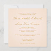 愛は忍耐強い…軽い金ゴールド書道ハート 招待状 (裏面)