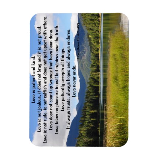 愛は忍耐強い:隠れた湖 マグネット (縦)