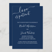 愛は忍耐強い 青と白の脚本 延期 案内状 (正面/裏面)