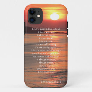 愛は忍耐強いCorinthians作詩します、海の日の出です iPhone 11 ケース