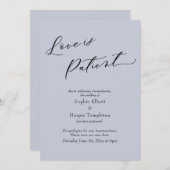 愛は忍耐強く ダスティーブルー 結婚式延期カード 招待状 (正面/裏面)