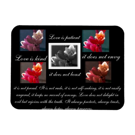 愛は忍耐強く、愛は優しいフローラ マグネット (横)