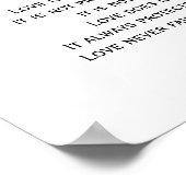 愛は忍耐強く、愛は親切で、愛、聖書の聖句 ポスター (角)