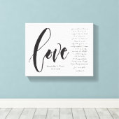 愛は忍耐強く、愛は親切で、脚本モダン、名前 キャンバスプリント (インサイチュ (ウッドフロア))