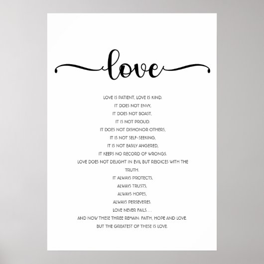 愛は忍耐強く、愛は親切、愛、聖書の一節 ポスター (正面)