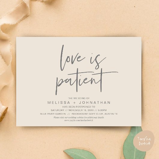 愛は忍耐強く、新しい日結婚付を変える 招待状