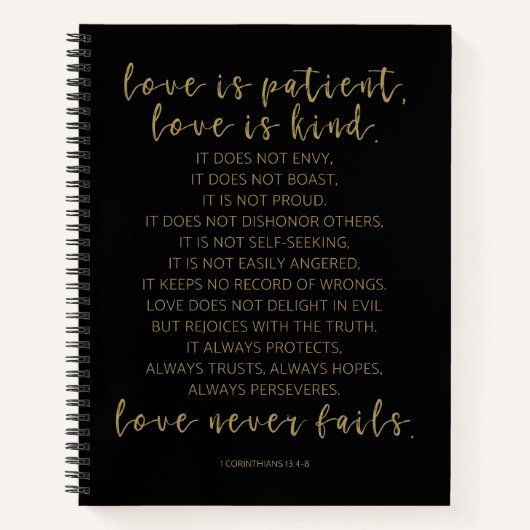 愛は忍耐強く、1コリント13:4-8 ノートブック (正面)