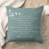 愛は忍耐強し（聖書の一節） 青地に白 クッション (ブランケット)