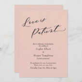 愛は忍耐 ウェディングカード 延期 ブッシュピンク 招待状 (正面/裏面)