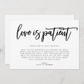 愛は忍耐 ウェディング延期のお知らせ 案内状 (正面/裏面)