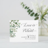 愛は忍耐 ウェディング延期 おしゃれなユーカリ ポストカード (スタンド正面)