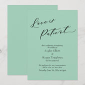 愛は忍耐 深緑色 延期 結婚式カード 招待状 (正面/裏面)