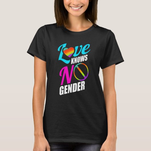 愛は性別を知らないLgbtqプライド月虹Fla Tシャツ (正面)