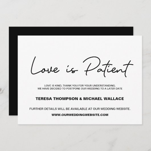 愛は患者さんの延期結婚になる計画の変更 招待状 (正面/裏面)
