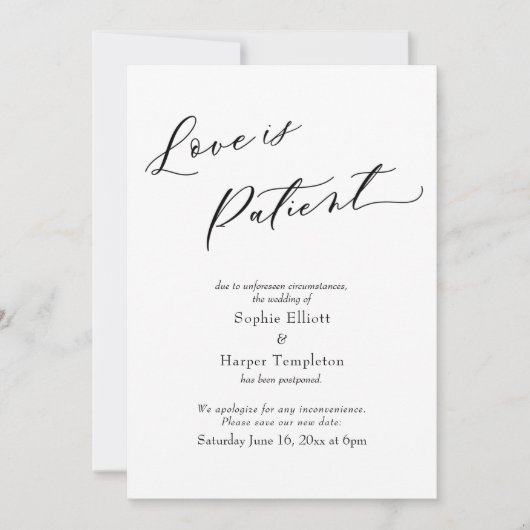 愛は患者のシンプルの結婚カード 招待状 (正面)