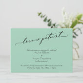 愛は患者のライトグリーン延期結婚のカード 招待状 (スタンド正面)