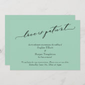 愛は患者のライトグリーン延期結婚のカード 招待状 (正面/裏面)