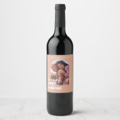 愛は患者の幾何学的赤面カップルの写真 ワインラベル (正面)