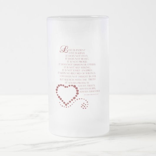 愛は患者の愛である1コリンチア人13:4~7 フロストグラスビールジョッキ (中央)