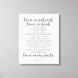 愛は患者の愛は親切である、1コリント13:4-8 キャンバスプリント