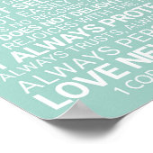 愛は患者の愛は親切である、1コリント13:4-8 ポスター (角)