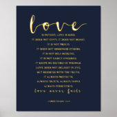 愛は患者の愛は親切である、1コリント13:4-8 箔ポスター (正面)