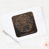 愛は患者の木目の円形テキスト結婚式 スクエアシール (封筒)