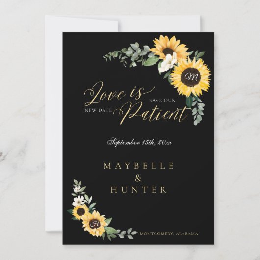 愛は患者の黄色の水の色ひまわりリース セーブザデート (正面)