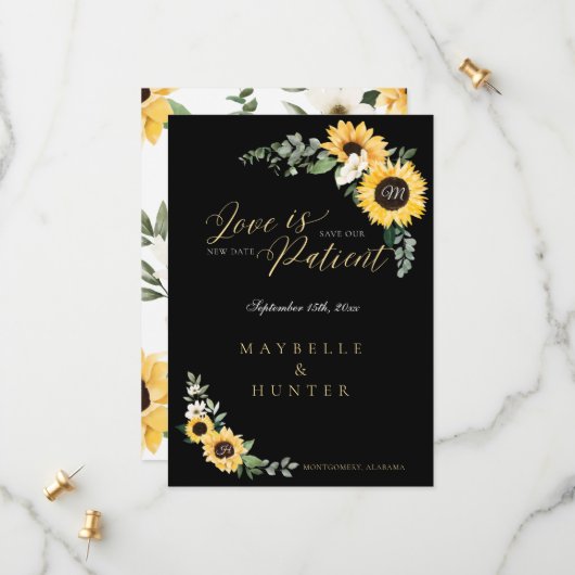 愛は患者の黄色の水の色ひまわりリース セーブザデート (正面/裏面インサイチュ)