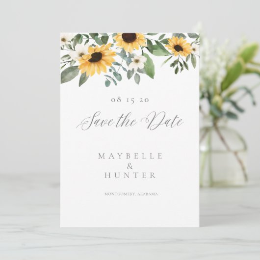 愛は患者の黄色の水の色ひまわりリース セーブザデート (スタンド正面)