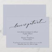 愛は患者ほこりっぽい青の延期結婚のカード 招待状 (正面/裏面)