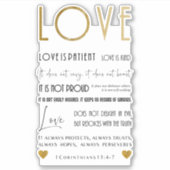 愛は患者バイブル引用文フェイク金ゴールドタイポグラフィ シール (正面)