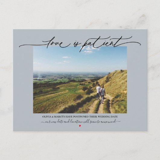 愛は患者結婚の延期ほこりっぽい青 ポストカード (正面)