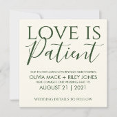 愛は患者結婚の延期告知 招待状 (正面)