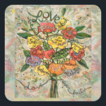 愛は患者、1コリント13:4-8ステッカー スクエアシール<br><div class="desc">1祝コリント13:4-8の聖書第1節の私の言葉の芸術をフィーチャーしたシールに対する愛。愛は忍耐強い…愛は親切だ…そして全体の詩は色彩の鮮やかブライダルの花束にある。結婚式の引き出物の仕上げやシーリングに最適。</div>