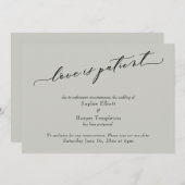 愛は患者Sage Green延期結婚のカード 招待状 (正面/裏面)