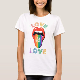 愛は愛かわいい唇LGBTQプライド月 Tシャツ