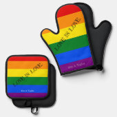 愛は愛である。プライド月LGBTレインボーゲイ国旗 鍋つかみ&鍋敷きセット (正面/裏面)