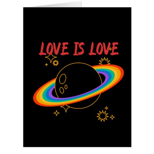 愛は愛である。虹の惑星。LGBTQ+プライドカード (正面)