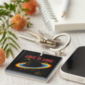 愛は愛である。虹の惑星。LGBTQ+プライドキー キーホルダー (正面右)