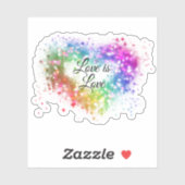 愛は愛のカラフルレインボーきらめくハート シール (シート)