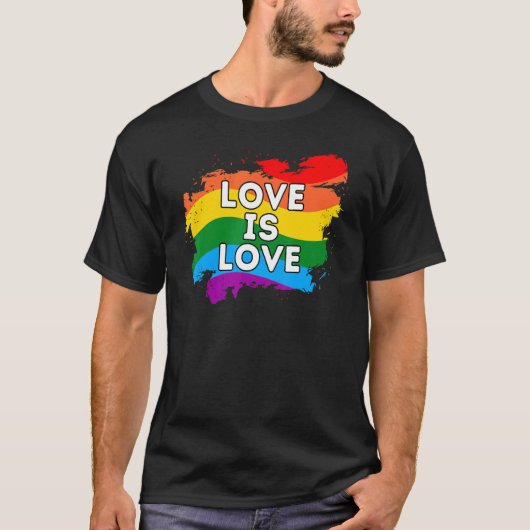 愛は愛のゲイレズビアンLgbt Lgbtq Lgbtqia Rainbo Tシャツ (正面)
