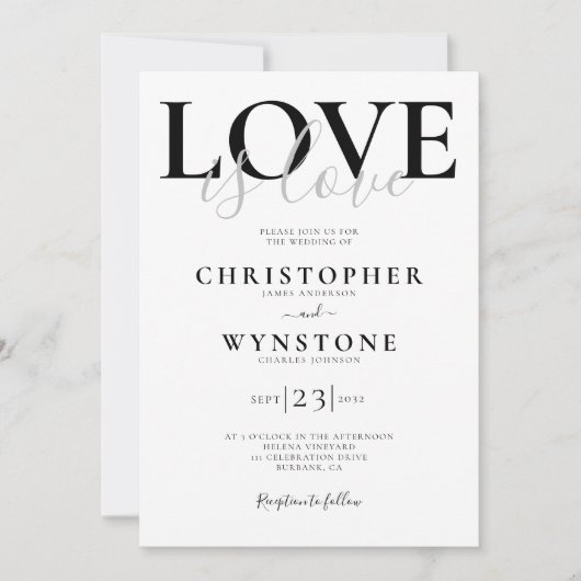 愛は愛のゲイ結婚の 招待状 (正面)