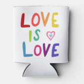 愛は愛のプライドかわいいカラフルおもしろい虹 缶クーラー (正面)