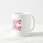 愛は愛のプライドレッドブルー6月LGBTQシンプル文字 コーヒーマグカップ (正面右)