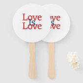 愛は愛のプライドレッドブルー6月LGBTQシンプル文字 ハンドファン (正面&裏面)