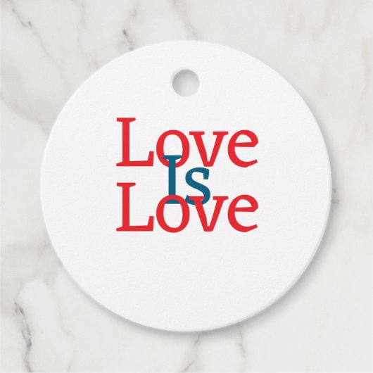 愛は愛のプライドレッドブルー6月LGBTQシンプル文字 フェイバータグ (正面)