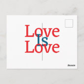 愛は愛のプライドレッドブルー6月LGBTQシンプル文字 ポストカード (裏面)