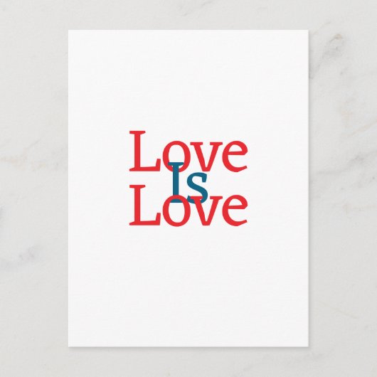 愛は愛のプライドレッドブルー6月LGBTQシンプル文字 ポストカード (正面)