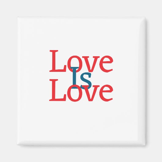 愛は愛のプライドレッドブルー6月LGBTQシンプル文字 マグネット (正面)